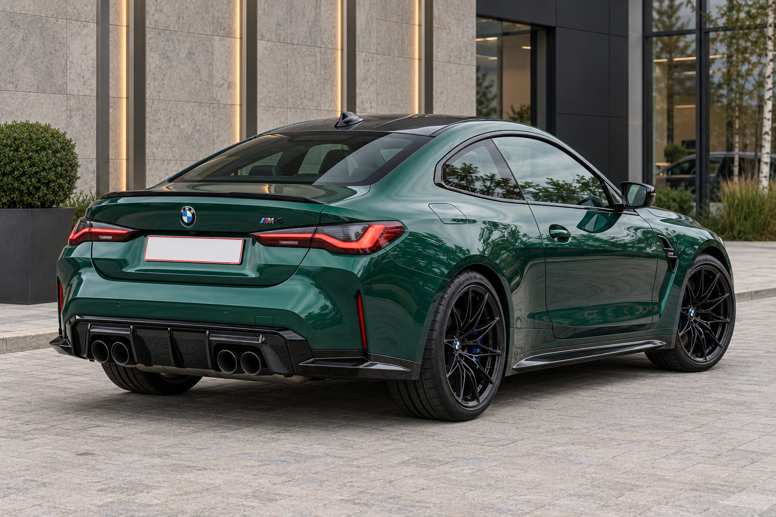 BMW M4 Competition xDrive — rear three-quarter view