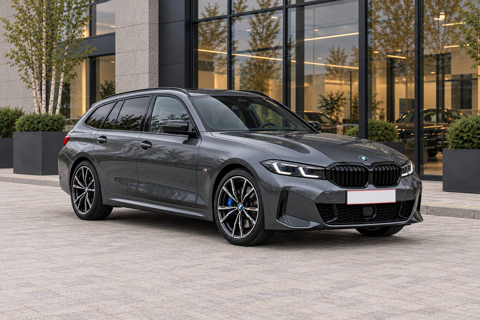 BMW 330e Touring — front three-quarter view