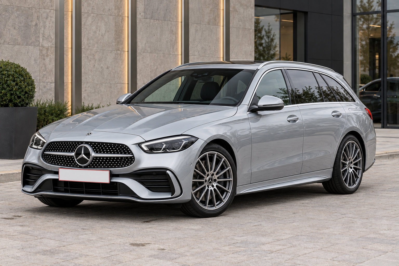 Mercedes-Benz C300e Estate — front three-quarter view