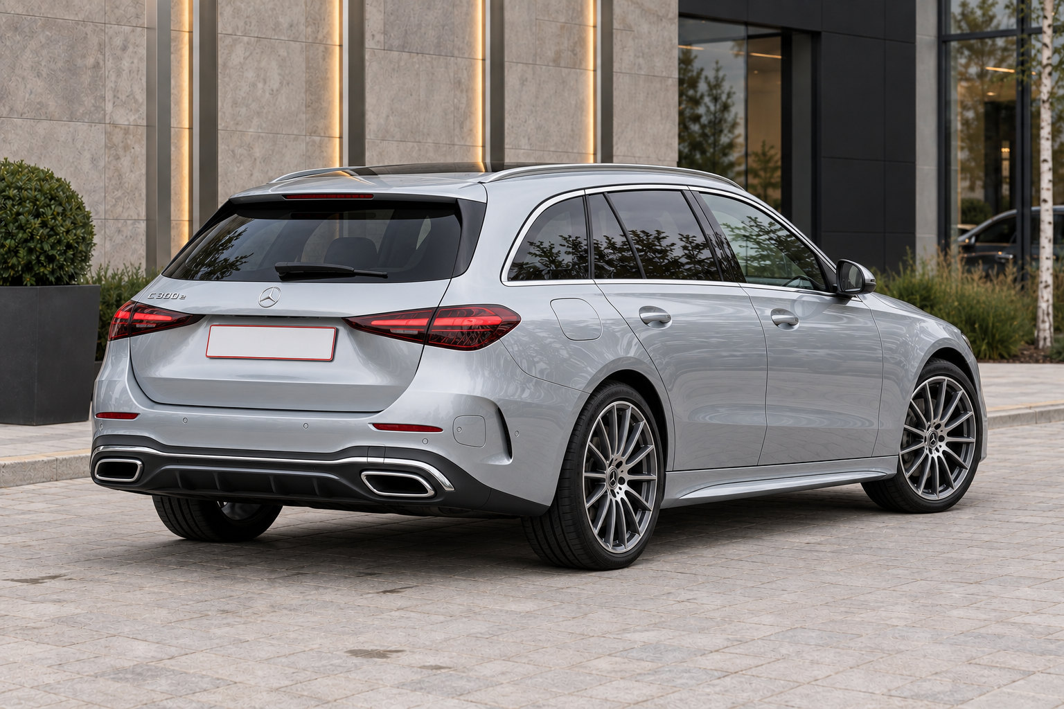 Mercedes-Benz C300e Estate — rear three-quarter view